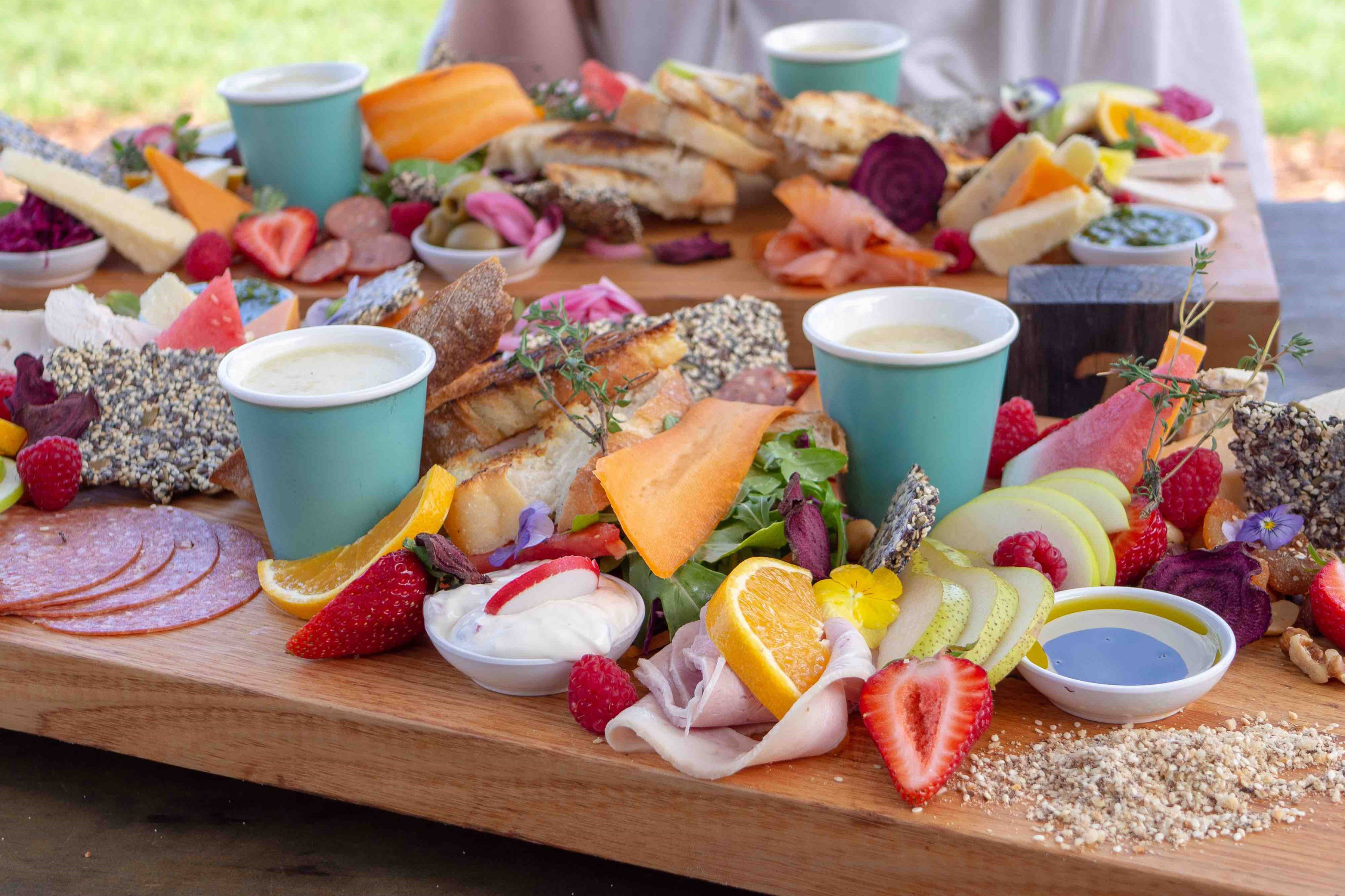 Platters featuring a variety of fresh fruit and other produce. Photo: The Berry Patch.