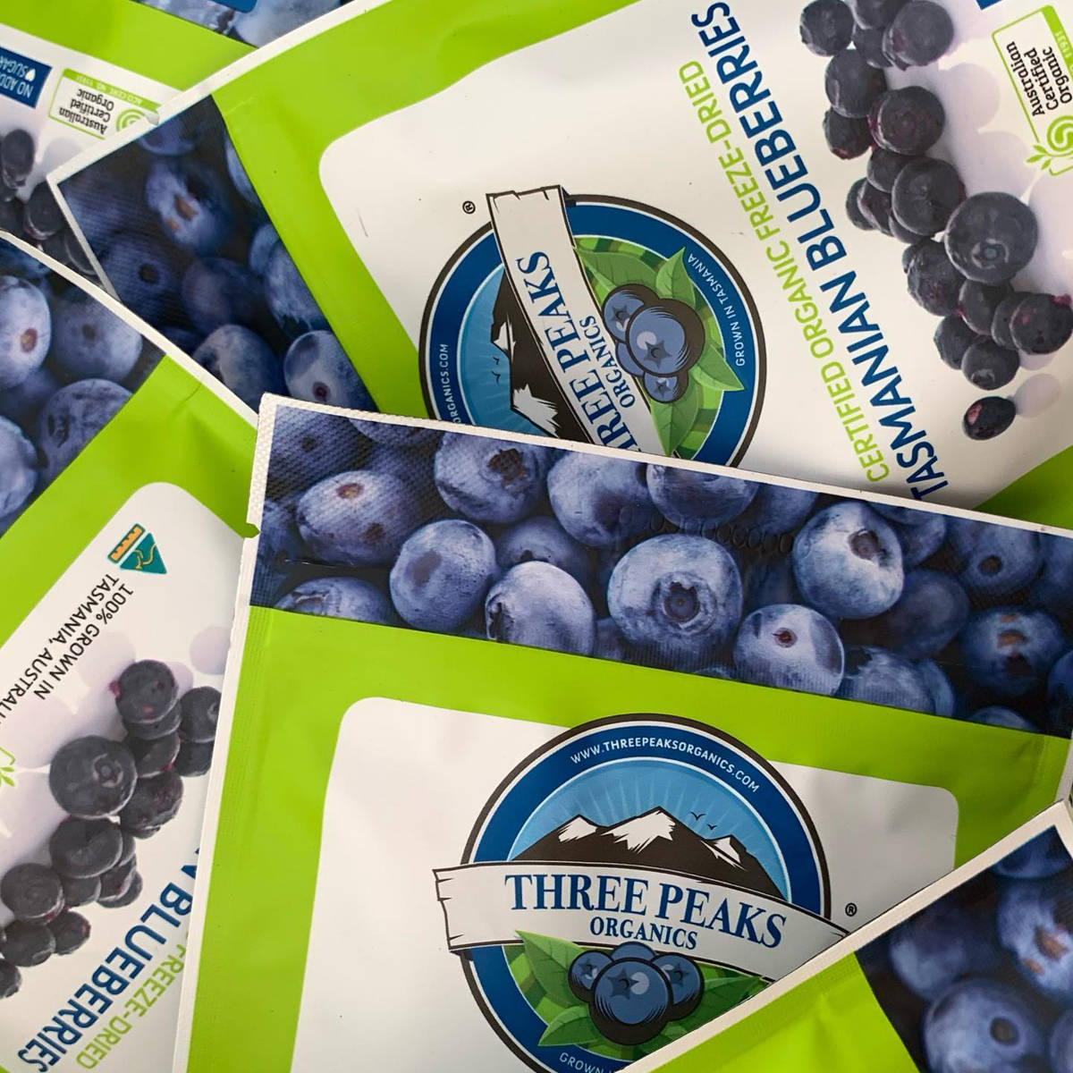 Close up of various Three Peaks Organics products spread out. Photo: Three Peaks Organics.